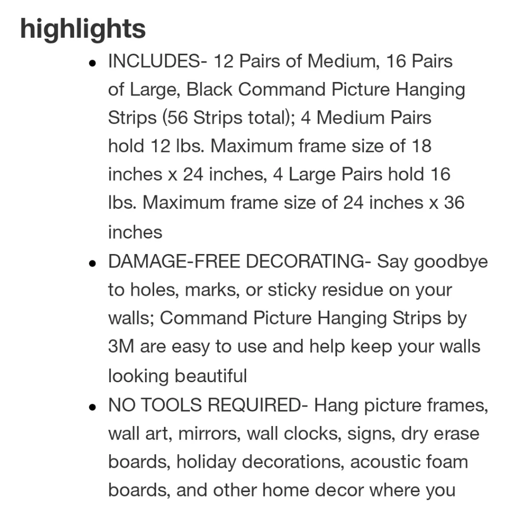 Command 28pc M/L Black Picture Hanging Strips